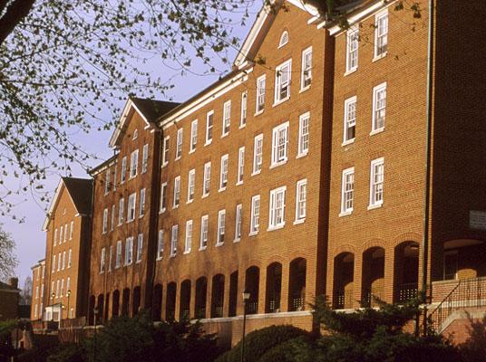 Photo of the front of Brown Hall, located on South Green